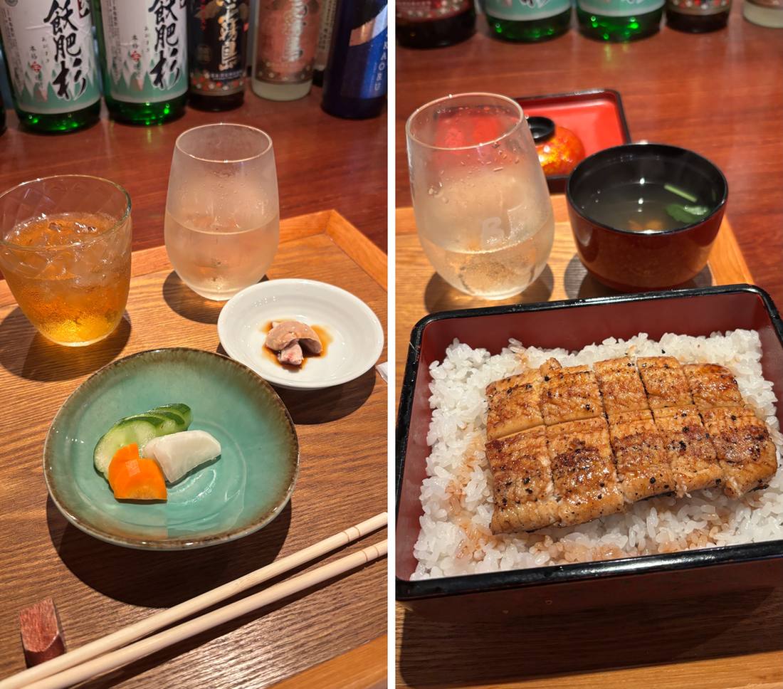 「鰻丸」のお通しと鰻重（並）